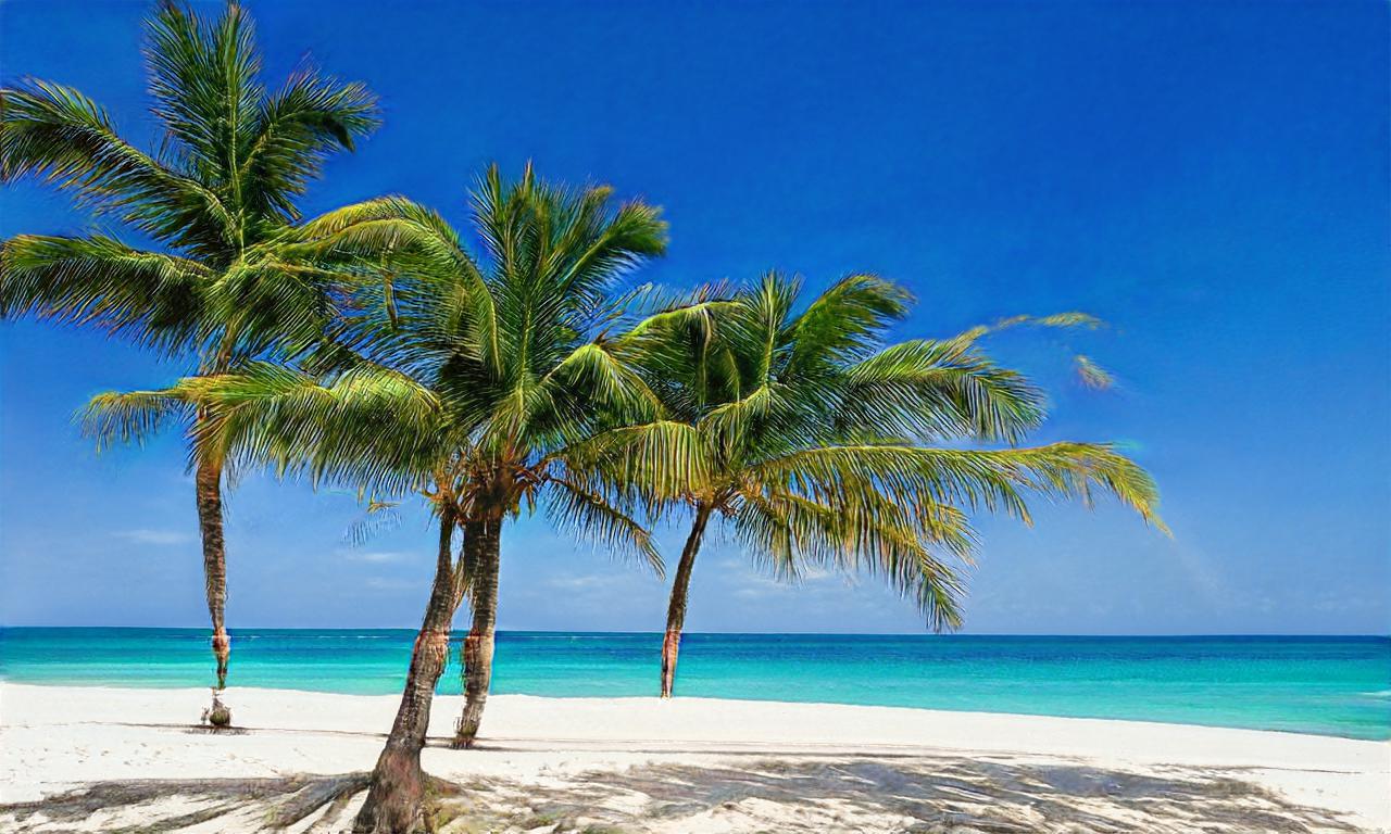 Annalyn Frame beach scene with palm tree